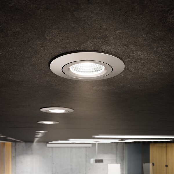 Sigor Spot de tavan cu LED Diled, Ø 8,5 cm, 10 W, 3.000 K, oțel, reglabil, Metalic, Camera de zi / sufragerie, Aluminiu, Modern, Corpuri de iluminat încastrate rotunde