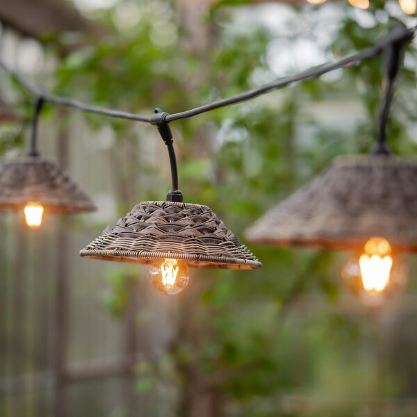 PR Home lanț luminos pentru exterior Lisen, aspect rattan, 5 flăcări, Maro / Rugină, Plastic