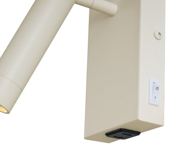 Lampă de perete modernă bej reglabilă cu USB-C - Croft