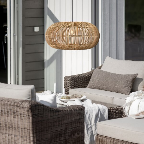 PR Home Zuri, pandantiv pentru exterior, rattan, Ø 61 cm, priză, Lemn, Lemn