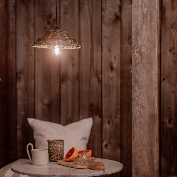 PR Home lampă suspendată de exterior LIS, maro, priză, Ø 27 cm, Maro / Rugină, Camera de zi / sufragerie, Plastic