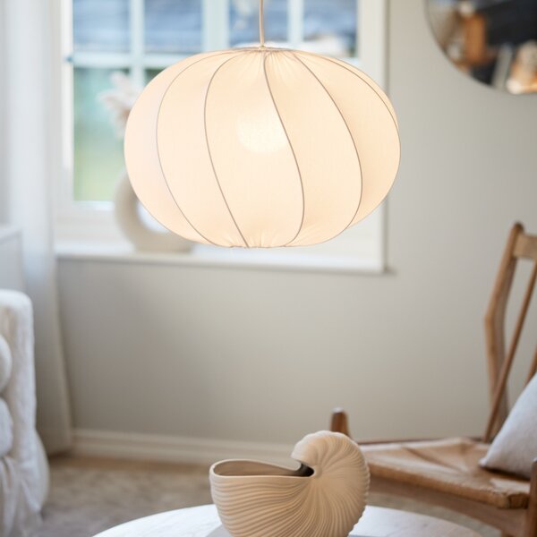 PR Home Olivia lampă suspendată, abajur textil, alb, Ø 50 cm, reglabil, Alb, Camera de zi / sufragerie, Țesătură / Textil, Scandinavă, glob