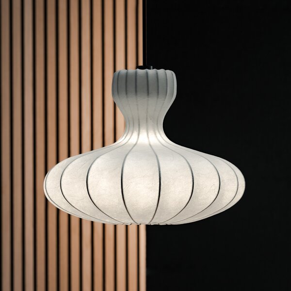 LOOM DESIGN Lampă suspendată LED Portobello Ø 40 cm, reglabil, Alb, Camera de zi / sufragerie, Țesătură / Textil, Scandinavă