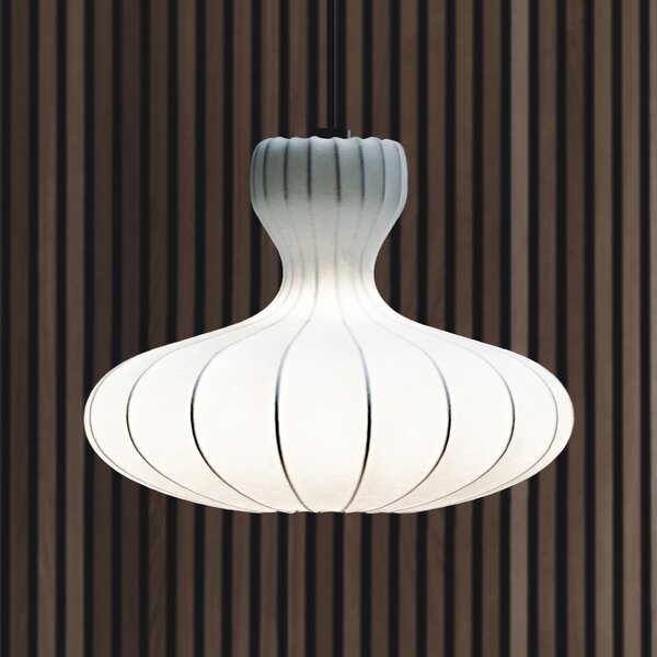 LOOM DESIGN Lampă suspendată LED Portobello Ø 60 cm, reglabil, Alb, Camera de zi / sufragerie, Țesătură / Textil, Scandinavă