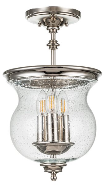 FEISS Lampă suspendată Pickering Lane, cu trei lumini, nichel lustruit, reglabil, Transparent, Hol, Metal