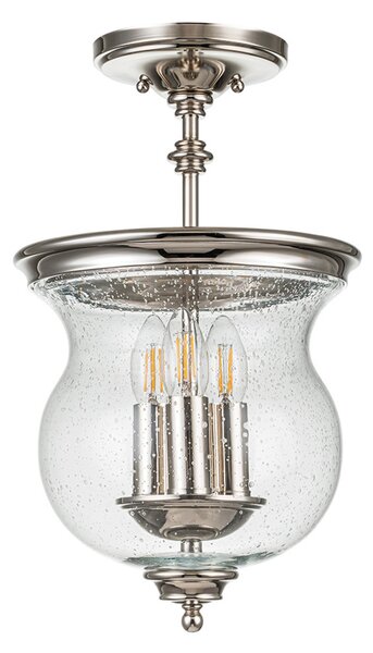 FEISS Lampă suspendată Pickering Lane, cu trei lumini, nichel lustruit, reglabil, Transparent, Hol, Metal
