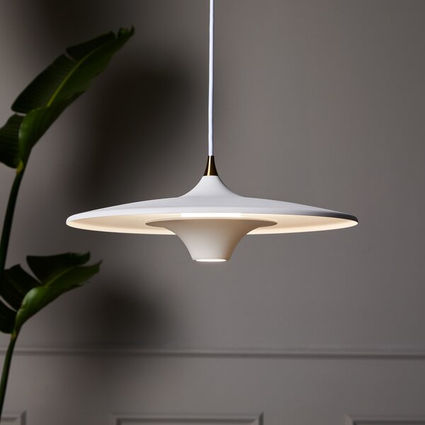 LOOM DESIGN Lampă suspendată LED Moja, Ø 35 cm, albă, reglabil, Alb, Camera de zi / sufragerie, Aluminiu, Modern