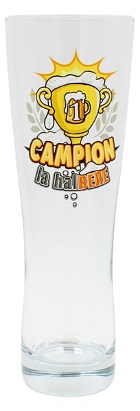 Pahar bere, 500 ml, mesaj funny “Campion la halBERe”
