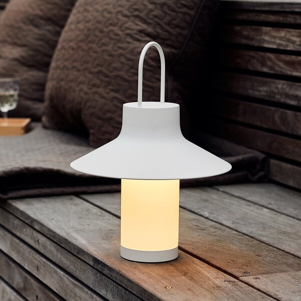LOOM DESIGN Lampă de masă cu LED și baterie Shadow Large, albă, IP65, reglabil, Alb, Camera de zi / sufragerie, Aluminiu, Modern