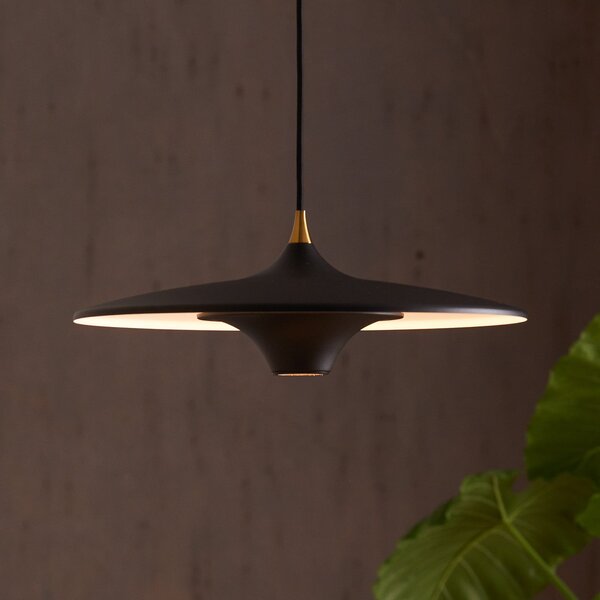 LOOM DESIGN Lampă suspendată LED Moja, Ø 42 cm, negru, reglabil, Negru, Camera de zi / sufragerie, Aluminiu, Modern