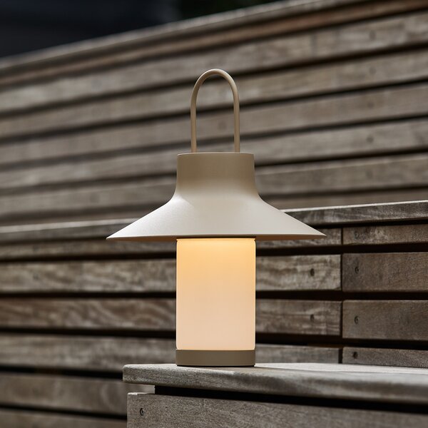 LOOM DESIGN Lampă de masă cu LED și baterie Shadow Large, bej, IP65, reglabil, Bej, Camera de zi / sufragerie, Aluminiu, Modern