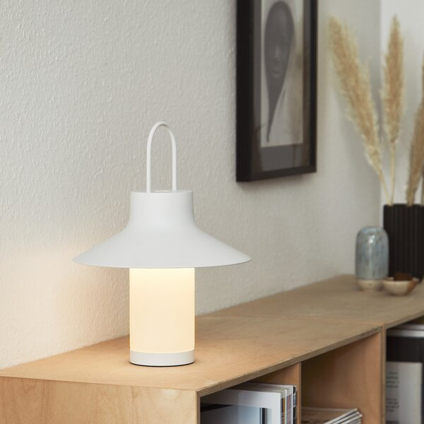 LOOM DESIGN Lampă de masă cu LED și baterie Shadow Large, albă, IP65, reglabil, Alb, Camera de zi / sufragerie, Aluminiu, Modern