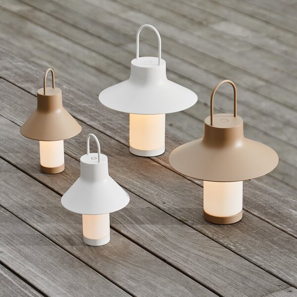 LOOM DESIGN Lampă de masă cu LED și baterie Shadow Small, albă, IP65, reglabil, Alb, Camera de zi / sufragerie, Aluminiu, Modern