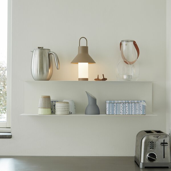 LOOM DESIGN Lampă de masă cu LED-uri și baterie Shadow Small, bej, IP65, reglabil, Bej, Camera de zi / sufragerie, Aluminiu, Modern
