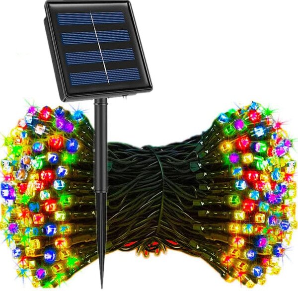 Instalatie cu incarcare solara, 300 LED, 30 metri, Multicolor