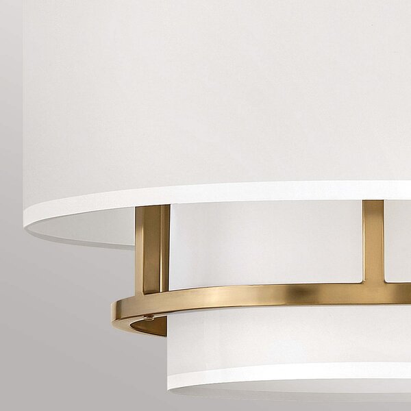 HINKLEY Lampă suspendată Graham Duo Mount cu 3 lumini Ø 40,6 cm, alamă, reglabil, Auriu / Alamă, Camera de zi / sufragerie, Metal