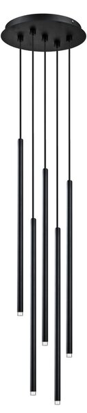 Viokef Lampă suspendată Zenia LED, negru mat, 5 lumini, Negru, Camera de zi / sufragerie, Aluminiu, Modern