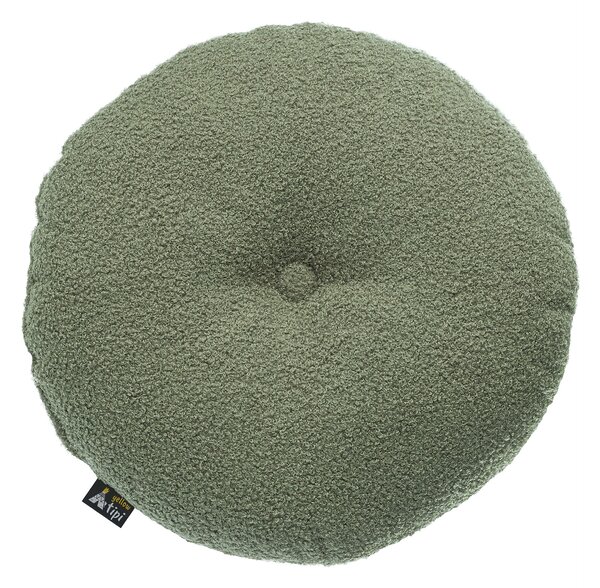 Pernă rotundă din catifea cu buton culoare verde Țesătură împletitură