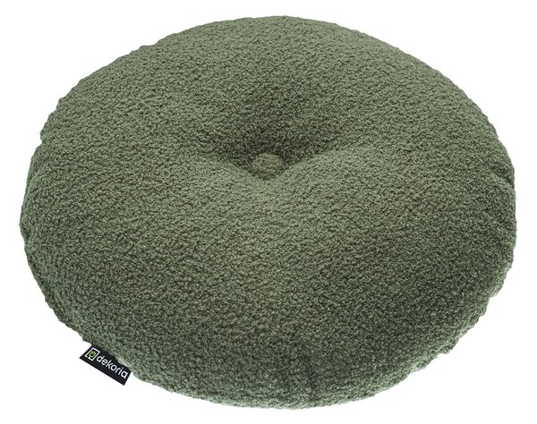 Pernă rotundă din catifea cu buton culoare verde Țesătură împletitură
