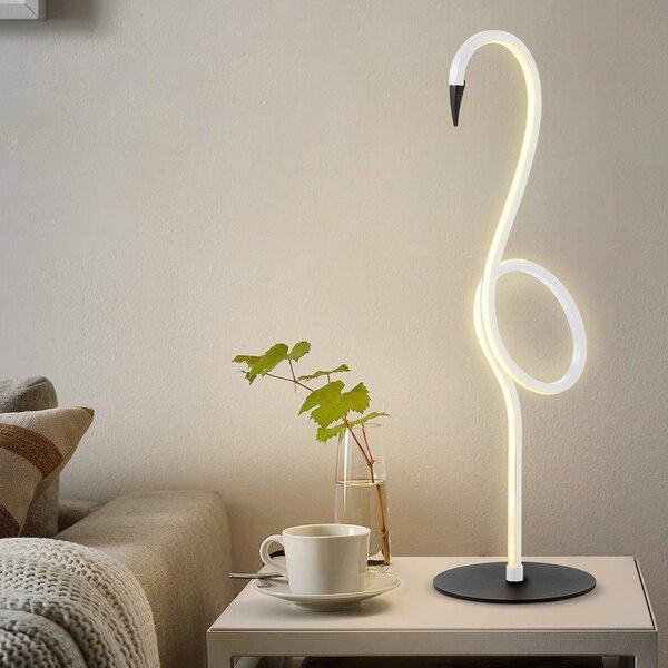 Elstead Lampă de masă Flamingo LED, albă, metal, înălțime 50 cm, Alb, Camera de zi / sufragerie, Metal, Design