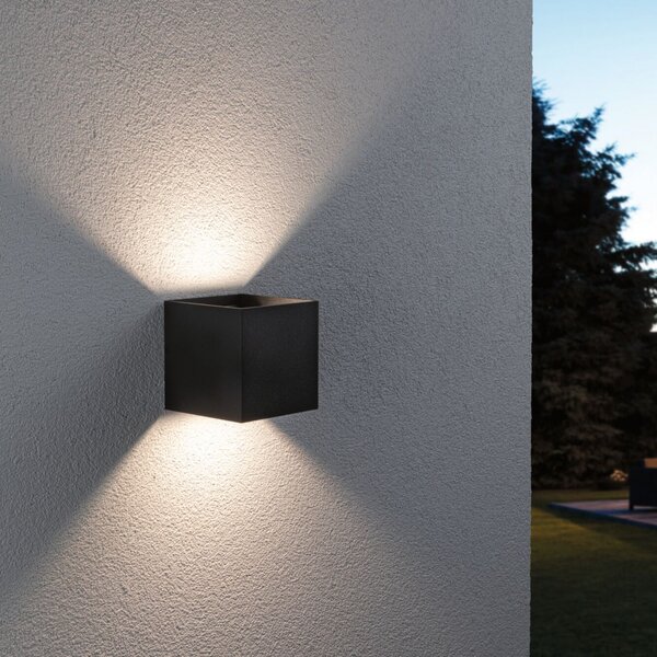 Paulmann Lampa LED pentru exterior Cybo, RGBW, 10 cm, antracit, reglabil, Negru, Aluminiu, Modern, Perete unghiular