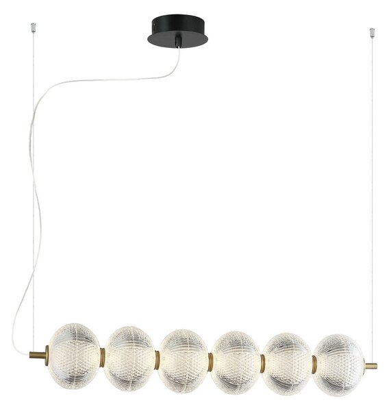 Viokef Suspensie cu LED Pellucid, culoare bronz/clară, 6 lămpi, Bronz / Alamă Veche, Camera de zi / sufragerie, Plastic
