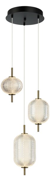 Viokef Suspensie cu LED Pellucid, culoare bronz/clear, 3 lumini, Bronz / Alamă Veche, Camera de zi / sufragerie, Plastic