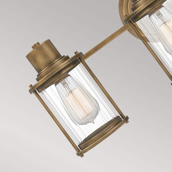 QUOIZEL Aplică Riggs IP44, alamă antică, 3 flăcări, Bronz / Alamă Veche, Baie, Metal