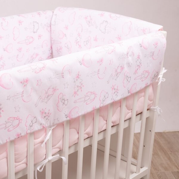 Lenjerie patut Maxi cu aparatori laterale matlasate pentru pat 120x60 cm Fairy Clouds