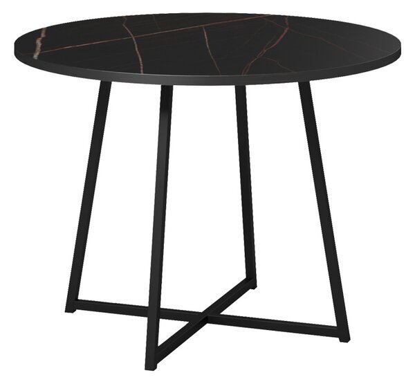 Masa Bucatarie/Dining Rotunda Sarrid PAL Finisaj Marmura Neagra Diametru 100 cm