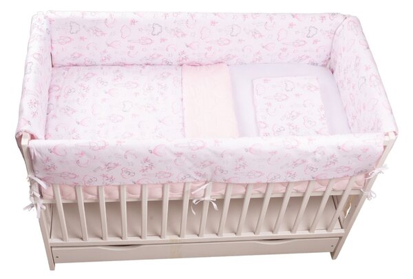 Lenjerie patut Maxi cu aparatori laterale matlasate pentru pat 120x60 cm Fairy Clouds