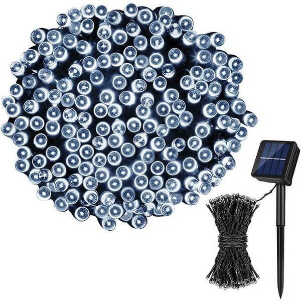 Instalatie cu incarcare solara, 300 LED, 30 metri, Alb rece