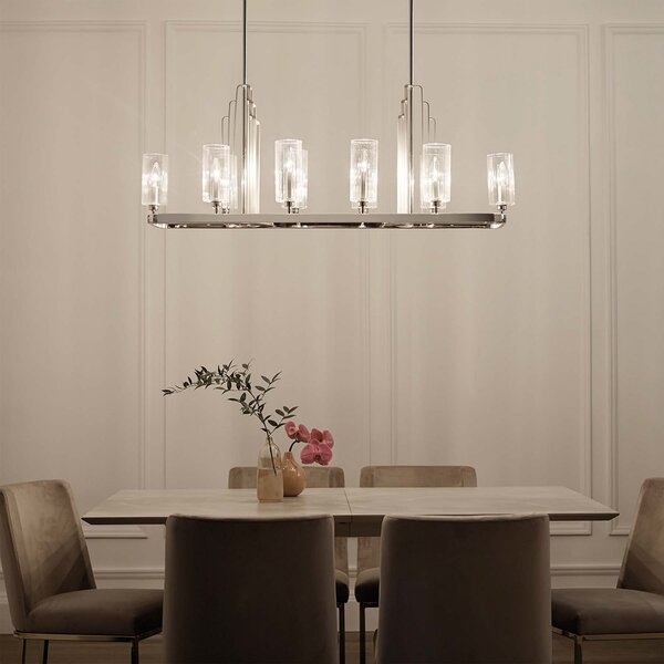 Quintiesse Lampă suspendată Kimrose, 10 lumini, nichel lustruit, reglabil, Metalic, Camera de zi / sufragerie, Metal