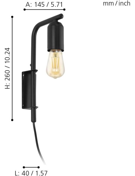 Eglo 98064 - Aplică perete ADRI 1xE27/60W/230V