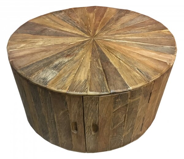 Masuta de cafea rotunda din lemn de tec cu spatiu de depozitare Romanteaka 80x80x41 cm maro