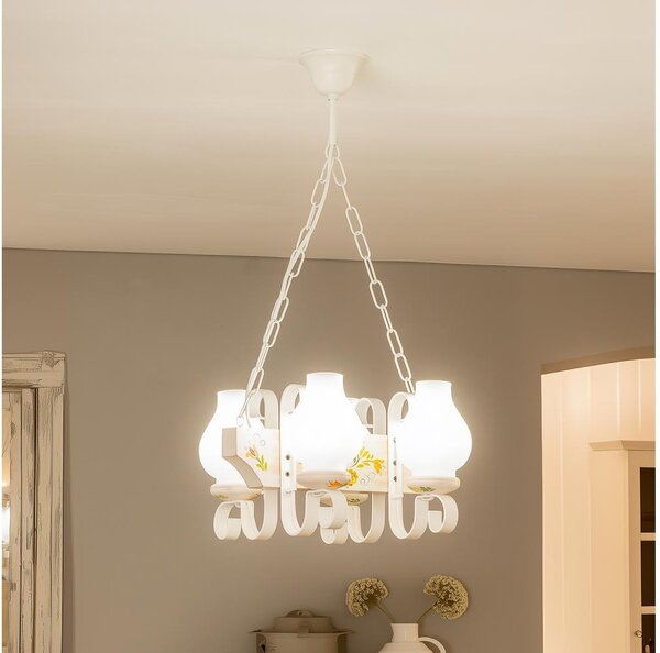 Brilagi - Lustru cu lanț QUEEN 4xE14/40W/230V fag/crem