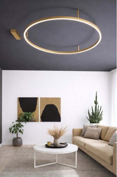 Ideal Lux - Plafonieră LED ORACLE SLIM LED/37W/230V 4000K diam. 70 cm, auriu