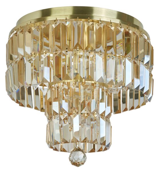 Searchlight Plafonieră Empire, alamă, 4 lumini, sticlă de cristal, IP44, reglabil, Auriu / Alamă, Camera de zi / sufragerie, Metal