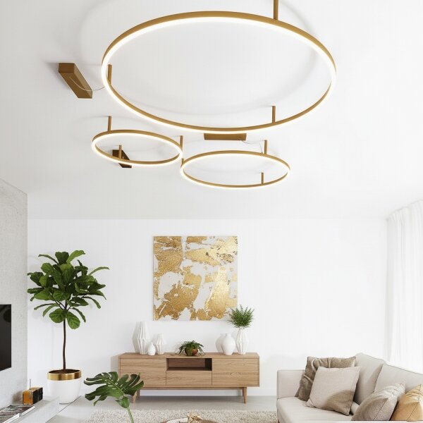 Ideal Lux - Plafonieră LED ORACLE SLIM LED/37W/230V 4000K diam. 70 cm, auriu