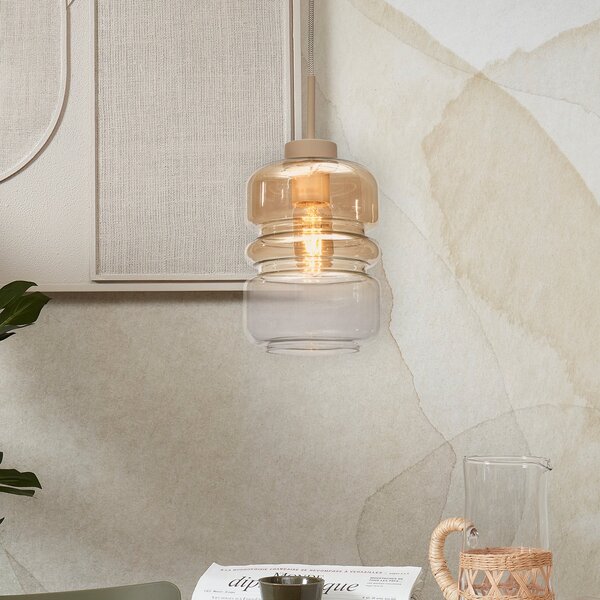 IT´S ABOUT ROMI IT'S lampă suspendată Verona, chihlimbar, Ø 15 cm, reglabil, Bej, Bucătărie, Sticlă, Modern