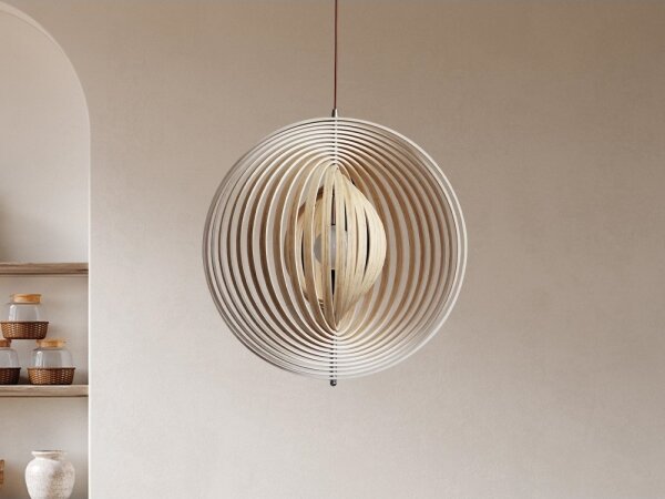Pendul din lemn pe cablu, 1xE27/60W/230V, diametru 50 cm, lemn masiv/furnir/lemn de cauciuc