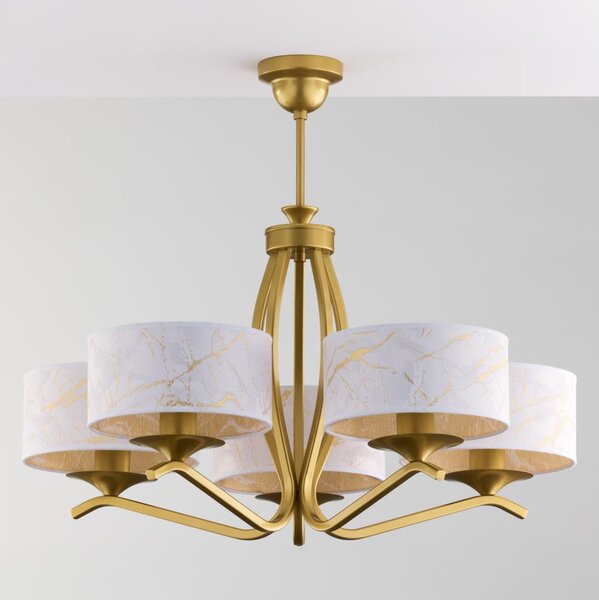 Jupiter 2110 - Lustră pe tijă KASZMIR 5xE27/15W/230V alb/auriu/decor marmură