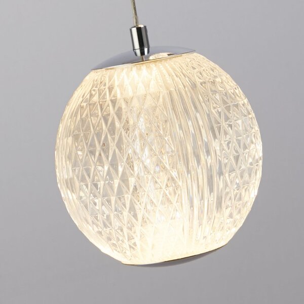 Searchlight Lampă suspendată LED Allure, crom, rotundă, 5 becuri, reglabil, Gri, Camera de zi / sufragerie, Metal, Modern, glob