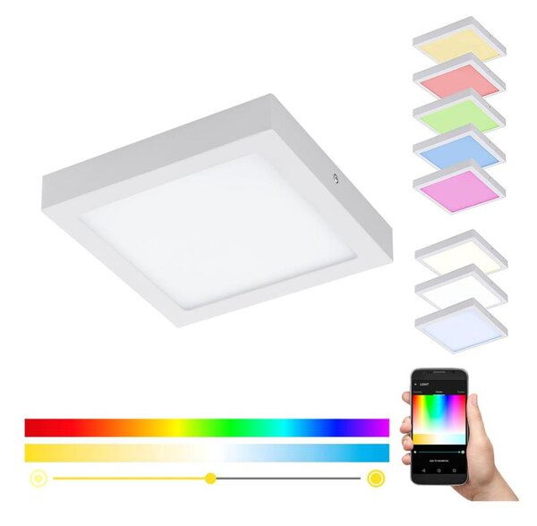 Eglo 33316 - Plafonieră LED RGBW dimabilă FUEVA-C LED/15,6W/230V 22,5x22,5cm alb