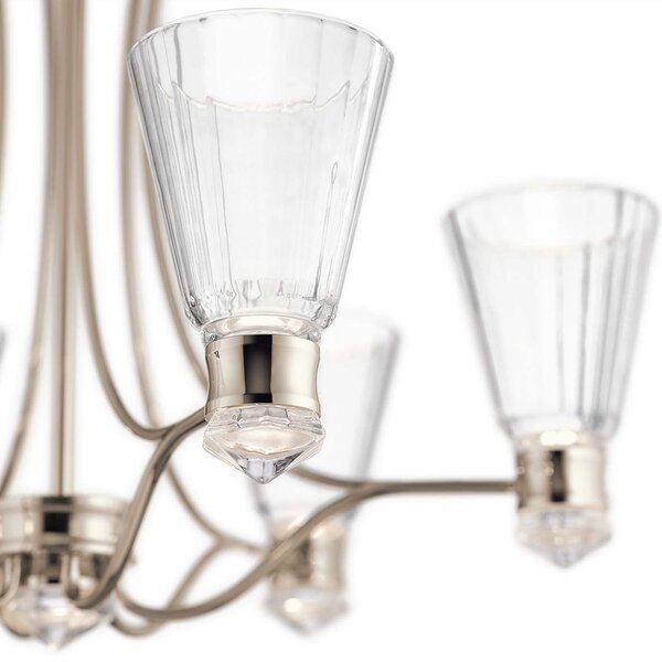 Quintiesse Kayva Suspensie cu LED, IP44, 6 lumini, nichel lustruit, reglabil, Metalic, Baie, Metal