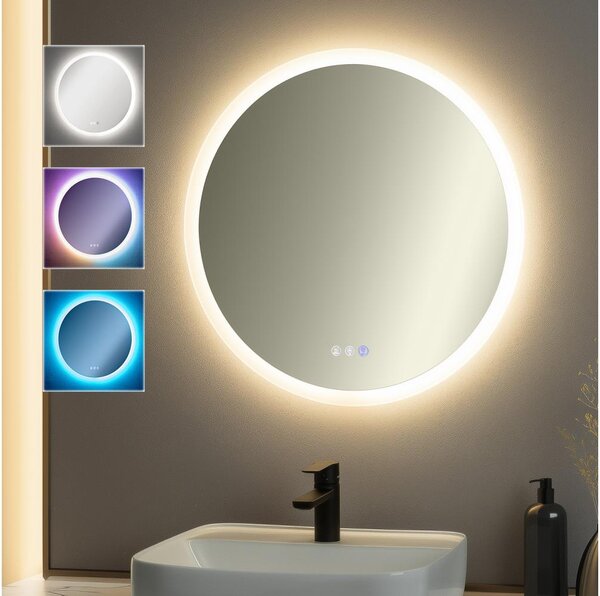 Brilagi-LED CLARA PRO LED RGBW, oglindă încălzită cu dimmer și iluminare de fundal, 18W/230V, diam. 60 cm, IP44
