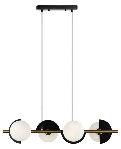 Viokef Lampă suspendată Darcy, negru/bronz, 4 lumini, reglabil, Negru, Camera de zi / sufragerie, Metal, Modern