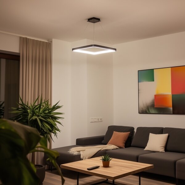 Brilagi - FALCON SLIM Lustră suspendată LED dimabilă pe cablu, 50 W, 230 V, 50 x 50 cm, negru + telecomandă
