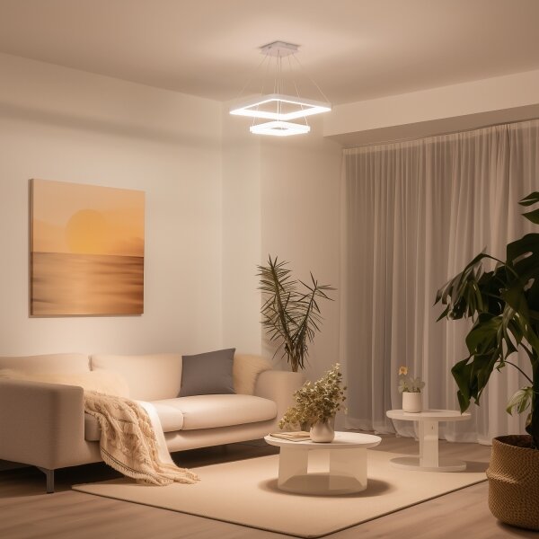 Brilagi - Lustră LED reglabilă pe cablu FALCON SLIM, 78 W, 230 V, 50x50 cm, albă + telecomandă