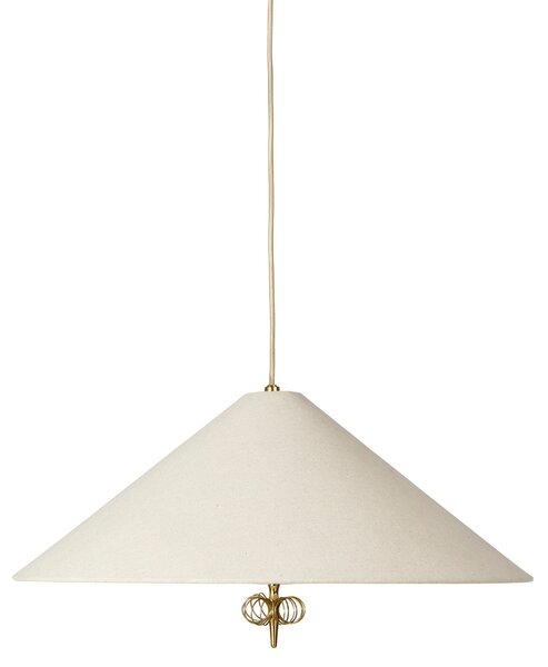 GUBI Suspensie 1967, alamă, abajur din pânză, Ø 56 cm, reglabil, Alb, Camera de zi / sufragerie, Țesătură / Textil, Design